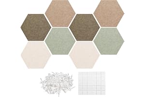 Modern Hexagon Bulletin Board for Walls - 12 Inch Cork Display | Polyester Fiber Material Supporting Noise Reduction Home Office Bedroom Classroom Decorative Photo Card Organizer Set A B