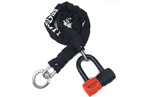 KRASER KR50+120L Antivol Moto Bloque Disque Mini U Homologué SRA + Chaine Haute Sécurité Acier Massif Boucle, Kit Sécurité pour Moto Velo Parking Garage, Boucle Multifonctionnelle, Longueur 120cm Ø10
