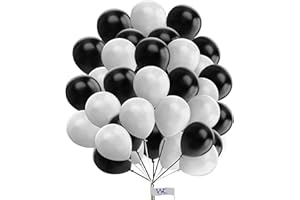 WITTY CUTIES Round Balloons - 25 Pack, 10 Inch White & Black for Birthday, Baby Shower & Engagement Party