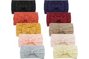 DRESHOW 10 Pack Baby Headbands for Girls Newborn Baby Nylon Headbands with Bows Hair Accessories