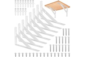 HAOCHEN 8 Pièces Equerre Etagere Murale, Supports Triangulaires Angulaires Droits de 90 Degrés, Support D'étagère Murale, Support d'angle Brace pour Salon Chambre Bibliothèque (Blanc 150X95MM)