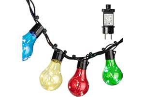 Hellum 577877 kolorowy łańcuch świetlny LED na imprezę na zewnątrz, 10 lampek z 5 diodami LED, 9, 5 m