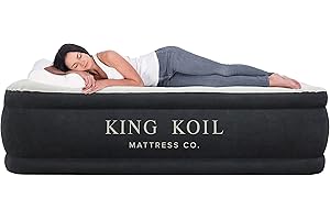King Koil Raised Air Mattress With Built-In 120V Ac High Capacity Internal Pump Comfort Quilt Top First Ever Cal King Airbed King For Home Camping Travel 1-Year Guarantee California King Black