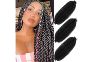 OTO BELLA Springy Afro Twist Hair 28 Inch Cuban Twist Hair 3 Packs Marley Twist Braiding Hair Pre-separated Spring Twist Hair Wrapping Hair for Soft Locs Cuban Twist Crochet Hair for Women (28Inch-3Pcs-1B#)