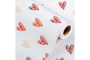 Wikadlik Carina carta da regalo, rotolo di carta da regalo di lusso con lamina rossa a forma di cuore, per San Valentino, festa della mamma, matrimoni, compleanni, Natale, vacanze, 43 cm x 10 m