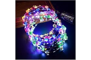 Sunshine smile 6 Pcs Leuchtender Haarkranz Blumen,Haarkranz Leuchtend,LED Blumenkranz Stirnband,Garland Stirnband Kinder,Haarband mit Blumen Madchen,Blumenstirnband Damen LED
