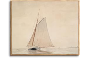 hyidecorart Quadri Vintage Soggiorno con Cornice Legno, 30x40 cm Stampe da Parete Barca a Vela Nautica, Quadro Camera da Letto Su Tela Decorazioni Parete Desktop Arte Sala da Pranzo Bagno Ufficio