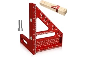 CANIPHA 3D Multi Angle Measuring Ruler, Carpenter Square High Precision Square Woodworking Tool Measuring Layout Scribing Ruler, 22.5-90 Degree Aluminum Protractor with Angle Position Pin