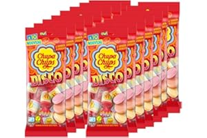 Chupa Chups – 15 sachets Disco de 115 gr de 10 Rouleaux de bonbons dextrose - Végétalien - Colorants naturels - Idéal pour Fêtes d'Anniversaires