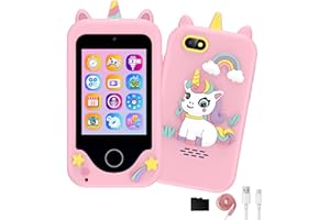 KAKTIN Kids Phone for Girls, Toddler Toy Phone Christmas Birthday Gifts Toys for 3 4 5 6 7 8 years old Girls Kids Camera Phone with Dual Camera Music Player Puzzle Games,SD Card