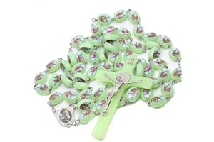 RICHRAIN YUSHEN8 Rosario luminoso de pared con cuentas que brillan en la oscuridad, católico grande con crucifijo de Jesús para colgar rosarios (ángel)