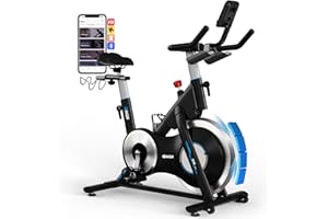 Vélo d'Appartement, DMASUN Velo d Appartement avec Résistance Magnétique Renforcée, Volant d'inertie lourd, Velo Appartement Ultra-Silencieux avec Support d'Haltères, Siège Confortable, Capacité 180KG