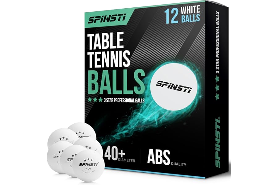 SPINSTI Premium Table Tennis Balls 40+mm Professional 3 Star ABS Quality (White/Orange) High-Performance Ping Pong Balls for Indoor & Outdoor Sports Spherical & Celluloid-Free