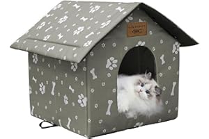Vinnypet Cat House for Outdoors Waterproof Weatherproof Cat Cave Pet Shelter with Plush Cushion for Feral Cats/Dogs 17.7x15.7x17.7inch