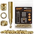 HANGLIFE M2.5 Heat-Set Threaded Inserts with Insert Tip, Heat Set Insert for 3D Printing Components and Plastic Parts with Soldering Iron Press Tool - Brass Metric Knurled Nuts (100 Pieces)