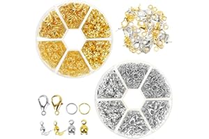 AUGESAK Lot de 1140 Fermoir Bracelet, Fermoir Collier Acier Inoxydable, Fermoir Bracelet Perle, Attache Bracelet, Hook Bracelet Connectors, Fabrication Bijoux, Perle Creation, Accessoires de Bricolage