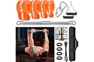 DASKING Home Gym Resistance Band Bar zestaw do treningu siłowego, z 4 taśmami oporowymi, 500 lbs, 58 cm, drążki do treningu siłowego, taśmy fitness, wyposażenie z drążkiem, elastyczne i nie zajmuje dużo miejsca