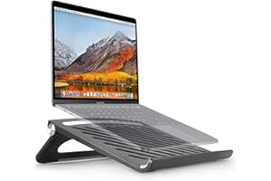 AYADA Support Ordinateur Portable Pliable, Adjustable Foldable Laptop Stand, Ergonomique Support PC Portable Ventilé Incliné Pliant Ordinateur en ABS Réglable Léger pour Laptops Tablette Bureau(Noir)