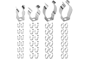 RTDHO 48PCS Spring Terry Clips for Hanging Tools,Wall Mounted Metal Tool Clips Heavy Duty Storage Garden Tool Holder Hooks Tidy Wall Clamp Set for Shed Garage Brooms Pipes Rakes Assorted 22/23/ 32/ 35mm