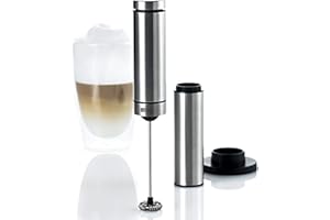 AdHoc MS10 Rapido - Máquina para Hacer Espuma de Leche (Acero y plástico, Incluye 3 Pilas y Soporte, 21 x 3 cm), Color Negro