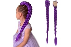 Lila peruk med klämma, BB-utklädnad för flickor och kvinnor, huvudbonad för anime, karneval, daglig look
