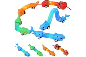 WGDE TOY Sensory Tubes Toy, Toys Gifts for 3 4 5 6 Year Old Boys, Pop Tubes Light Up Sensory Car, 4 Pcs LED Sensory Fidget Toy, Stress Relief for Autism Kids, Party Favours for Toddlers Birthday Gift