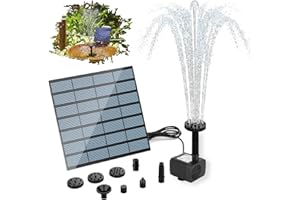 Refein Solar Powered Bird Bath Fountain Pump, 180l/ H Solar Water Pump Garden Water Features Outdoor for Garden Pool Pond Patio Lawn with 4 Nozzles 1. 4W 1000mAh