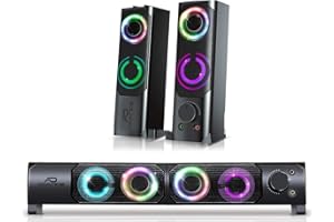 AD ADVANCE Advance –2IN1 SOUNDPHONIC 2.0 – Enceintes OU Barre DE Son A Vous DE Choisir ! - RGB Rainbow– Jack 3.5 mm Audio et Micro - 6W