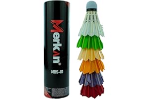 Merkan Badmintonbälle aus Entenfedern, 6 Stück, Naturpfeil mit hoher Stabilität und Haltbarkeit bunt, EVA-Kopf