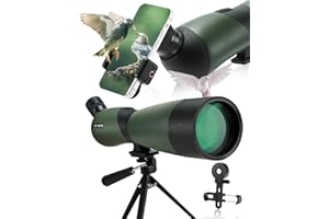BOSSDUN 25-75×70 telescopio terrestre, Hunting Spotter Scope para Disparar a los Objetivos, Telescopios-A Prueba de Agua con Prisma BAK4 Trípode Adaptador de teléfono Bolsa de Transporte