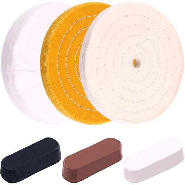 5 Pcs Metal Polishing Kit For Drill Buffing Pads Polishing Wheel Kit With 3 Pcs Rouge Compound