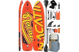 NACATIN Paddle Boards for Family, 12' Inflatable Stand Up Paddle Board with Kayak Conversion Kit, Complete SUP Set Paddle Boards for Adults, with Single/Double Paddle, Kayak Seat and More Accessories