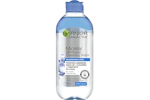 Garnier Micellar Cleansing Water For Delicate Skin 400ml, Cleanser & Makeup Remover For Delicate Skin & Eyes, Recognised By The British Skin Foundation, Use With Reusable Micellar Eco Pads