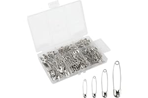 ICYWINK 250 Pièces 6 Tailles Épingle a Nourrice - Pin de Sécurité en Métal Résistantes à La Rouille avec Boîte de Rangement - pour Couture Maison, Couture Artisanale