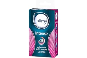 INTIMY - Préservatifs intense, x28 - Préservatifs Lubrifiés Avec Réservoir - Surface texturée - Latex de Qualité Supérieure
