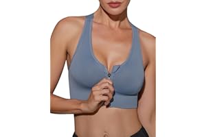 Migcaput Donna Reggiseno Sportivo Alto Impatto, Cerniera Frontale e Imbottito Rimovibile Push Up Reggiseni Zip Front Sport Bra Top per Fitness Running Yoga