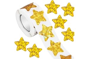 AKHTART 500 Pcs Gold Star Stickers for Reward Chart, Golden and Glitter Star Stickers for Kid to Praise & Merit Good Work and Behavior, Motivational Stickers for Teacher Supplies at School Classroom (2.5cm)