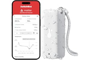 SwitchBot IP65, igrometro per interni ed esterni, termometro Bluetooth con punto di rugiada/VPD/sensore di umidità assoluto, termometro esterno, memorizzazione dati per serra cantina vino