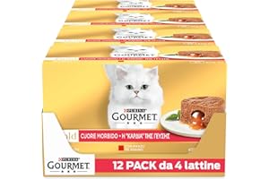 GOURMET Gold Cuore Morbido - Cibo Umido Gatto Adulto, Mousse con Manzo e Pollo. 48 lattine da 85 g