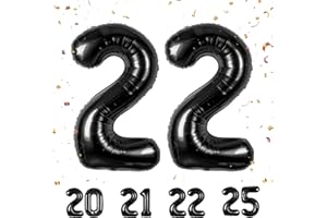 PARTYHAUSY Number Balloons 22,Black Balloons 22 for Birhtday Party Decoration,40 Inch Giant Helium Foil Number Balloons for Women Men 22th Birthday Party Decor Anniversary Party Decorations Supplies