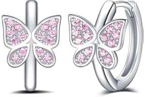 Jrêveinfini Mariposa Pendientes Aro Niña Mujer Plata de ley 925, Pendientes Hipoalergenicos Niña con Caja de Regalo