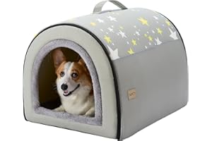 Jiupety Cuccia Cane Interno Taglia Media Grande, 2 In 1 Casetta per Cani, Taglia XL per Cani di Taglia Media, Casetta Portatile per Cani di Taglia Media, Grigia