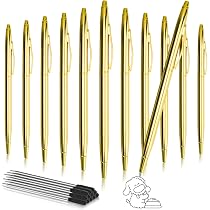 SHAIDOJIO 24 Metall Kugelschreiber Set Mit Nachfüllungen – 1,0 Mm Schwarz, Drehbar, Goldfarben