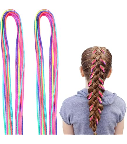 QSZHSL 12 Pièces Tresses Extensions de Cheveux pour Fille, Cheveux Colorés Tressés, Cheveux Tressés Extensions de Cheveux Colorés, Extension de Cheveux pour Filles Fête Festival