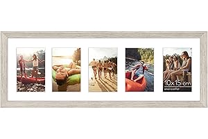 Americanflat Portafoto da Parete Multiplo da 20,3x60,9 cm, Color Legno di Mare - Per Cinque Foto da 10x15,2 cm in Orizzontale o in Verticale - Porta Foto Multiple da Parete in Vetro Infrangibile