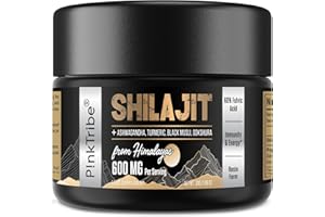 P!NKTRIBE Shilajit Resin Gold Standard Shilajit - 600mg Himalayan Shilajit Blend with Ayurvedic Herbal Extracts, High Levels of Fulvic Acid, Supports Energy and Performance, 30g (Pack of 1)