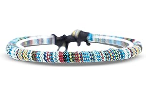 Made by Nami Boho Surfer Anklet Unisex - Ethnic Ankle Bracelet Women & Men - Handmade Beach Jewellery & Festival Accessories - Thin String Rope Anklet (R Light Blue)