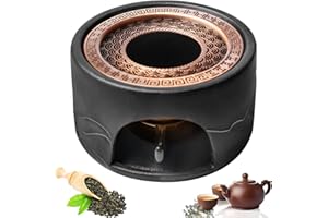 AICHARYNIC Réchaud pour théière en céramique : chauffe-théière avec bougeoir et tapis creux, chauffe-café pour thé, lait et café, chauffe-théière design classique en porcelaine pour table et cuisine