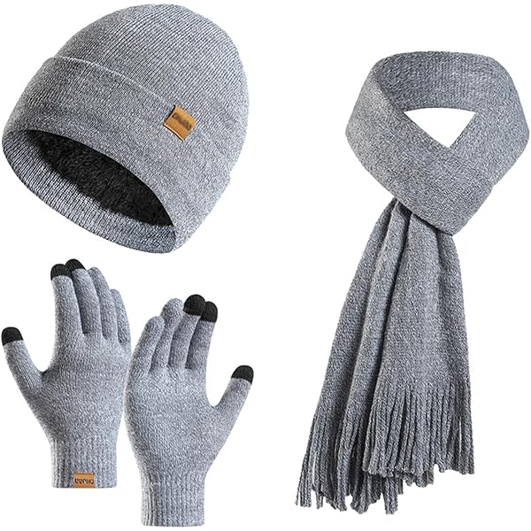Ensemble Bonnet, écharpe Et Gants Tricotés - Chauds Pour L'hiver, Unisexe, Style Maille Côtelée (lot 3 Pièces) - 4