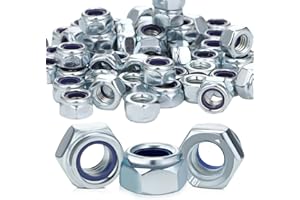 Partideal 50 Stück M8 Muttern Set,Verzinkter Stahl A2 V2A DIN985 Sicherungsmuttern,Selbstsichernde Muttern Sechskantmuttern Sechskantmutter, Sechskant Mutter mit Metrischem Regelgewinde